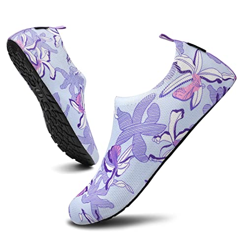 SAGUARO Badeschuhe Damen Wasserschuhe Herren Leichte Schwimmschuhe rutschfest Strandschuhe Schnelltrocknend Aquaschuhe Atmungsaktiv,Violett 36/37EU von SAGUARO