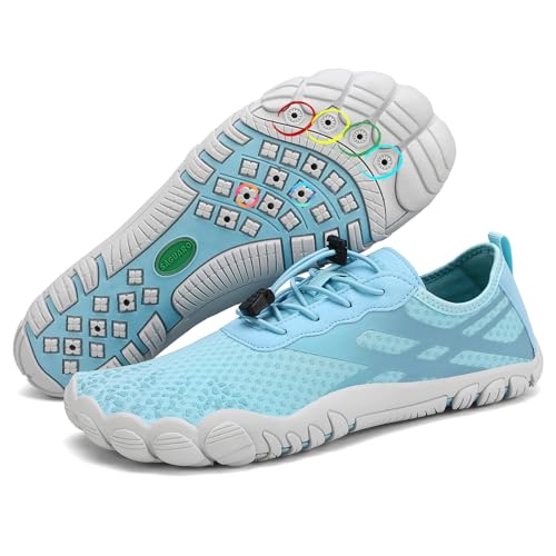 SAGUARO Badeschuhe Damen Wasserschuhe Herren Schwimmschuhe Schnelltrocknende Aquaschuhe Barfußschuhe Strandschuhe rutschfeste Neoprenschuhe Leicht Surfschuhe Tauchschuhe Meeresschuh Blau,Gr.40 von SAGUARO
