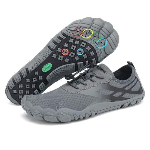 SAGUARO Badeschuhe Damen Wasserschuhe Herren Schwimmschuhe Schnelltrocknende Aquaschuhe Barfußschuhe Strandschuhe rutschfeste Neoprenschuhe Leicht Surfschuhe Tauchschuhe Meeresschuh Dunkelgrau,Gr.37 von SAGUARO