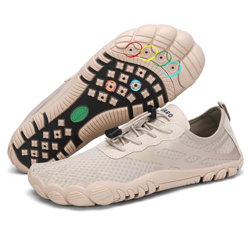 SAGUARO Badeschuhe Damen Wasserschuhe Herren Schwimmschuhe Schnelltrocknende Aquaschuhe Barfußschuhe Strandschuhe rutschfeste Neoprenschuhe Leicht Surfschuhe Tauchschuhe Meeresschuh Khaki,Gr.37 von SAGUARO