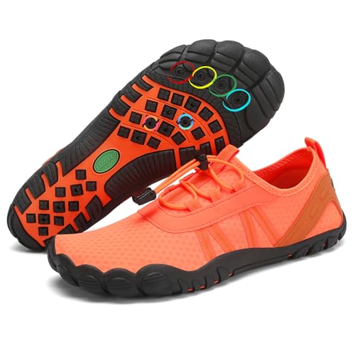 SAGUARO Badeschuhe Damen Wasserschuhe Herren Schwimmschuhe Schnelltrocknende Aquaschuhe Barfußschuhe Strandschuhe rutschfeste Neoprenschuhe Leicht Surfschuhe Tauchschuhe Meeresschuh Orange,Gr.38 von SAGUARO