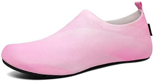 SAGUARO Badeschuhe Damen Wasserschuhe Leicht rutschfest Schwimmschuhe Weich Schnell Trocknend Strandschuhe Atmungsaktiv Bequem Aquaschuhe Ultraleicht Flache Barfußschuhe, Errötendes Rosa 44/45EU von SAGUARO