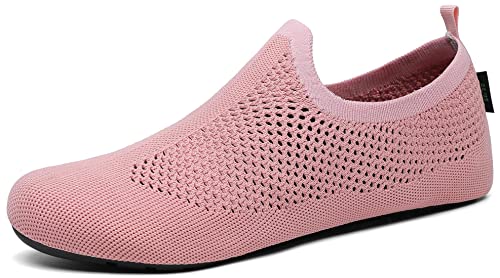 SAGUARO Badeschuhe Damen Wasserschuhe Leicht rutschfest Schwimmschuhe Weich Schnell Trocknend Strandschuhe Atmungsaktiv Bequem Aquaschuhe Ultraleicht Flache Barfußschuhe, Rosa 44/45EU von SAGUARO