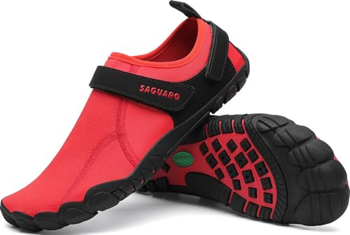 SAGUARO Badeschuhe Damen Wasserschuhe Schwimmschuhe Schnell Trocknend Aquaschuhe Strandschuhe Surfschuhe rutschfest Leicht Barfußschuhe, Kandisapfel Rot Gr.37 EU von SAGUARO