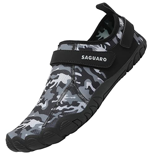 SAGUARO Badeschuhe Herren Damen Wasserschuhe Unisex Schwimmschuhe Atmungsaktiv rutschfest Schnell Trocknend Surfschuhe Outdoor Sport Camouflage 46 EU von SAGUARO