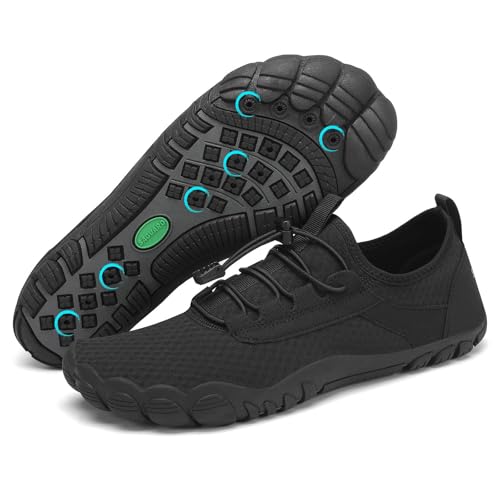 SAGUARO Badeschuhe Damen Herren Barfußschuhe Wasserschuhe Barfuss Schwimmschuhe Gegen Seeigel Aquaschuhe Leicht Strandschuhe rutschfest Barfussschuhe Sport Neoprenschuhe Tiefschwarz, Gr.39 von SAGUARO