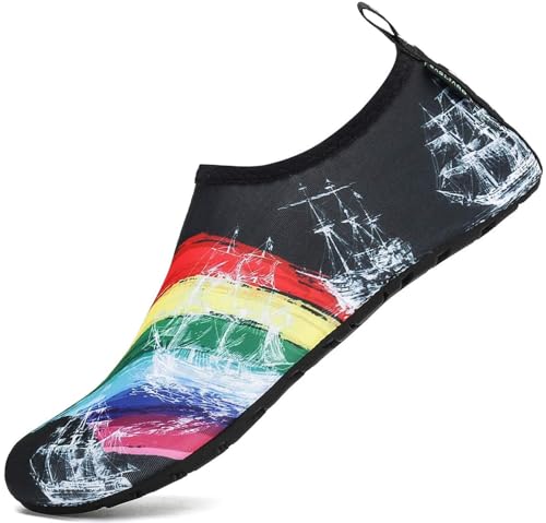 SAGUARO Badeschuhe Herren Wasserschuhe Damen Strandschuhe Schnelltrocknend Schwimmschuhe Licht Weich Aquaschuhe Neoprenschuhe Hausschuhe 012 Mehrfarbig Gr.38/39 von SAGUARO