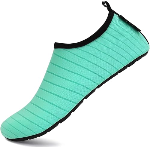 SAGUARO Badeschuhe Herren Wasserschuhe Damen Strandschuhe Schnelltrocknend Schwimmschuhe Licht Weich Aquaschuhe Neoprenschuhe Hausschuhe 033 Grün Gr.44/45 von SAGUARO