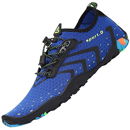 SAGUARO Badeschuhe Herren Schnell Trocknend Sommer Aquaschuhe Damen Anti-Rutsch Atmungsaktiv Schuhe Wassersport Strand Schwimmen Barfuß Surfen Wasserschuhe, Neu Blau 37 von SAGUARO