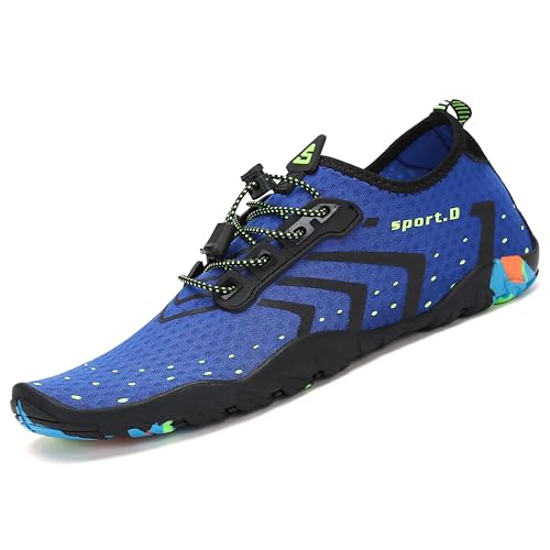 SAGUARO Badeschuhe Herren Schnell Trocknend Sommer Aquaschuhe Damen Anti-Rutsch Atmungsaktiv Schuhe Wassersport Strand Schwimmen Barfuß Surfen Wasserschuhe, Neu Blau 42 von SAGUARO