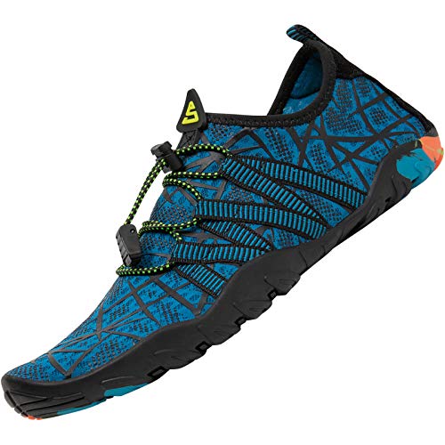 SAGUARO Badeschuhe Herren Wasserschuhe Damen Barfuss Schuhe Sport Schwimmschuhe Barfußschuhe Gegen Seeigel Aquaschuhe rutschfest Strandschuhe Leicht Neoprenschuhe Barfussschuhe Navy Blau, Gr.43 von SAGUARO