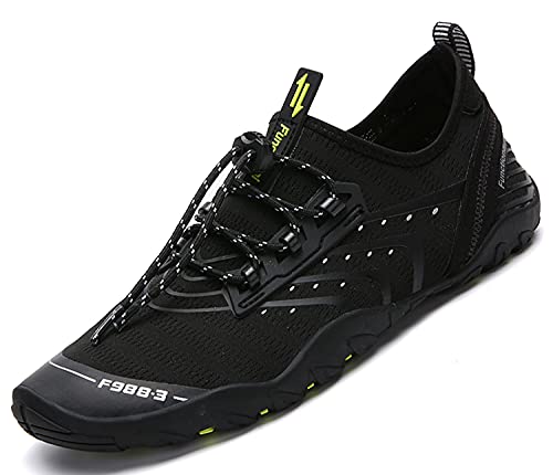 SAGUARO Badeschuhe Herren Strandschuhe Schwimmschuhe Aqua Schuhe Damen Wasserschuhe Schnell Trocknend Barfußschuhe Wassersportschuhe, Schwarz B 47 EU von SAGUARO