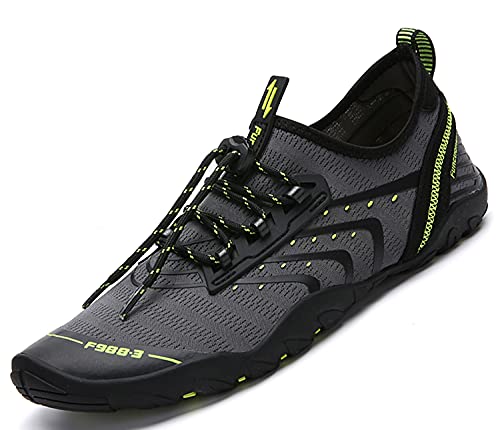 SAGUARO Badeschuhe Damen Herren Wasserschuhe Schwimmschuhe Schnelltrocken Aquaschuhe Strandschuhe Leicht Neoprenschuhe Surfschuhe rutschfeste Tauchschuhe Wassersportschuhe Grau B Gr.43 EU von SAGUARO