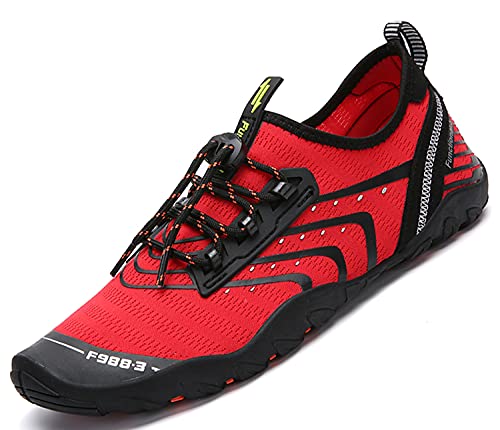 SAGUARO Badeschuhe Herren Strandschuhe Schwimmschuhe Aqua Schuhe Damen Wasserschuhe Schnell Trocknend Barfußschuhe Wassersportschuhe, Rot B 43 EU von SAGUARO