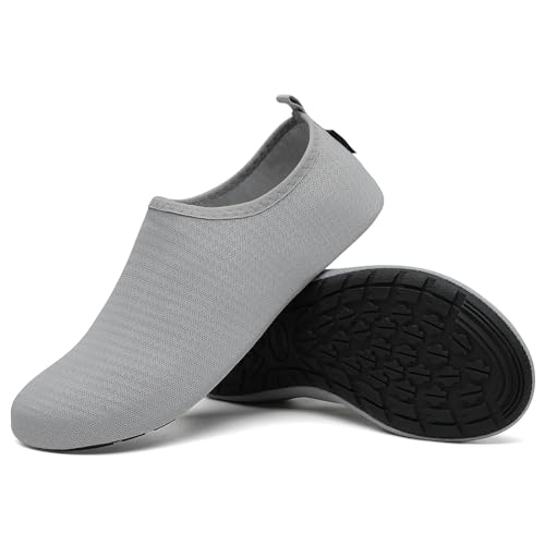 SAGUARO Badeschuhe Herren Wasserschuhe Damen Schwimmschuhe Aquaschuhe Schnell Trocknend Strandschuhe Surfschuhe Leicht Neoprenschuhe Wassersportschuhe Tauchschuhe Französisch Grau Gr. 40/41 EU von SAGUARO