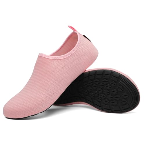 SAGUARO Badeschuhe Herren Wasserschuhe Damen Schwimmschuhe Aquaschuhe Schnell Trocknend Strandschuhe Surfschuhe Leicht Neoprenschuhe Wassersportschuhe Tauchschuhe Rosa Gr. 38/39 EU von SAGUARO