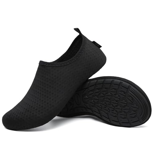 SAGUARO Badeschuhe Herren Wasserschuhe Damen Schwimmschuhe Aquaschuhe Schnell Trocknend Strandschuhe Surfschuhe Leicht Neoprenschuhe Wassersportschuhe Tauchschuhe Schwarz Gr. 42/43 EU von SAGUARO