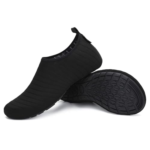 SAGUARO Badeschuhe Herren Wasserschuhe Damen Schwimmschuhe Aquaschuhe Schnell Trocknend Strandschuhe Surfschuhe Leicht Neoprenschuhe Wassersportschuhe Tauchschuhe Smoky Black Gr. 40/41 EU von SAGUARO