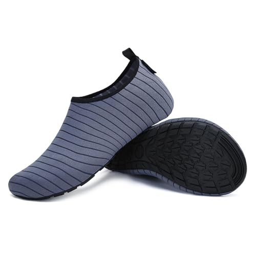 SAGUARO Badeschuhe Herren Wasserschuhe Damen Schwimmschuhe Aquaschuhe Schnell Trocknend Strandschuhe Surfschuhe Leicht Neoprenschuhe Wassersportschuhe Tauchschuhe Taupe Grau Gr. 44/45 EU von SAGUARO