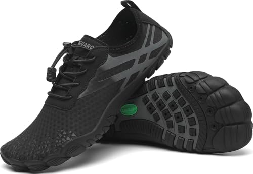 SAGUARO Badeschuhe Damen Herren Wasserschuhe Schwimmschuhe Schnelltrocken Aquaschuhe Strandschuhe Leicht Neoprenschuhe Surfschuhe rutschfeste Tauchschuhe Wassersportschuhe Unheimlich Schwarz Gr.39 EU von SAGUARO