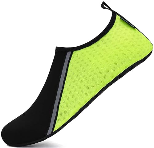 SAGUARO Badeschuhe Herren Wasserschuhe Damen Strandschuhe Schnelltrocknend Schwimmschuhe Licht Weich Aquaschuhe Neoprenschuhe Hausschuhe 031 Leuchtendes Grün Gr.38/39 von SAGUARO