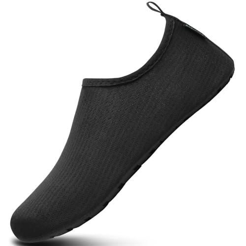 SAGUARO Badeschuhe Herren Wasserschuhe Damen Strandschuhe Schnelltrocknend Schwimmschuhe Licht Weich Aquaschuhe Neoprenschuhe Hausschuhe Mitternachts Schwarz Gr.38/39 von SAGUARO