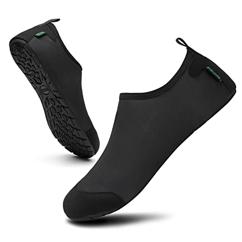 SAGUARO Badeschuhe Herren Wasserschuhe Damen rutschfest Strandschuhe Weich Leichte Schwimmschuhe Bequeme Aquaschuhe für Männer, Schwarz 46/47EU von SAGUARO