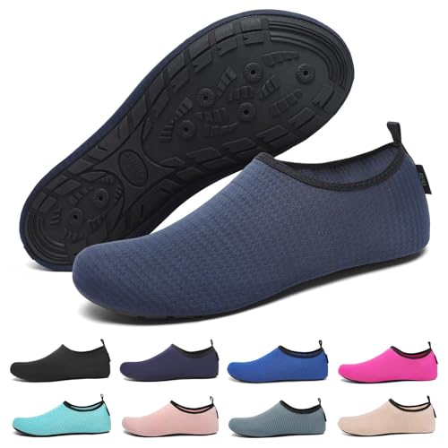 SAGUARO Badeschuhe Herren Wasserschuhe Damen rutschfeste Barfuß Schwimmschuhe Strandschuhe Neoprenschuhe für Meer Schwimmen Steinstrand Surfen Mitternachtsblau Gr.44/45 von SAGUARO