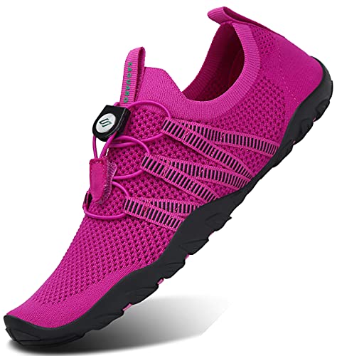 SAGUARO Damen Badeschuhe Frau Wasserschuhe Schnell Trocknend Aquaschuhe Strandschuhe rutschfeste Surfschuhe Schwimmschuhe Dunkelrosa 42 EU von SAGUARO
