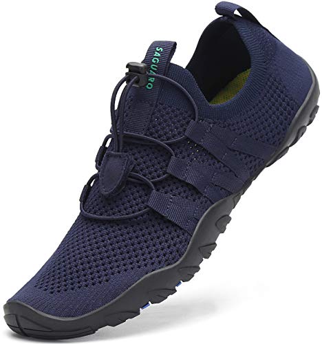 SAGUARO Badeschuhe Herren Wasserschuhe Männer Strandschuhe Damen Aquaschuhe Neoprenschuhe rutschfeste Schwimmschuhe Blauschwarz 47 EU von SAGUARO