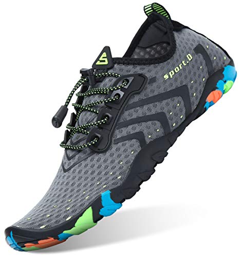 SAGUARO Badeschuhe Herren Wasserschuhe Männer Strandschuhe Damen Aquaschuhe Neoprenschuhe rutschfeste Schwimmschuhe Grau 48 EU von SAGUARO