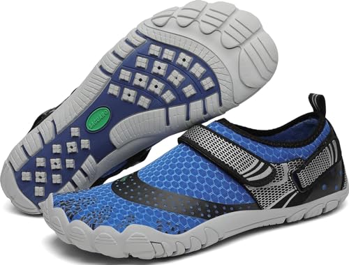 SAGUARO Badeschuhe Herren Wasserschuhe Damen Barfuss Schuhe Sport Schwimmschuhe Barfußschuhe Gegen Seeigel Aquaschuhe rutschfest Strandschuhe Leicht Neoprenschuhe Barfussschuhe Pfalzblau, Gr.45 von SAGUARO