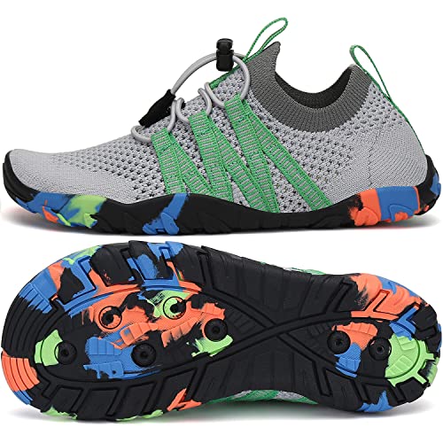 SAGUARO Badeschuhe Kinder Schwimmschuhe rutschfest Wasserschuhe Aquaschuhe Schnell Trocknend Strandschuhe Wassersportschuhe für Jungen Mädchen Grau, Gr.26 EU von SAGUARO