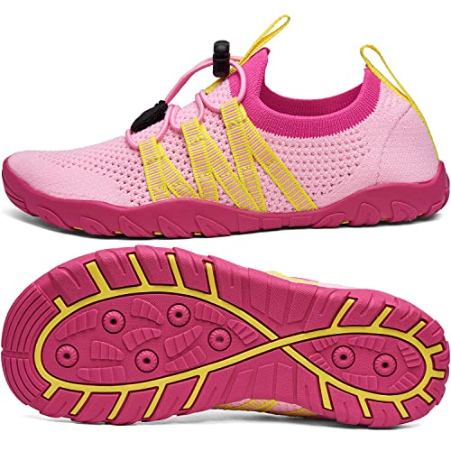 SAGUARO Badeschuhe Kinder Aquaschuhe Schnell Trocknend Schwimmschuhe Wasserschuhe rutschfest Strandschuhe Surf Tauchschuhe für Jungen Mädchen Pink, Gr.27 EU von SAGUARO