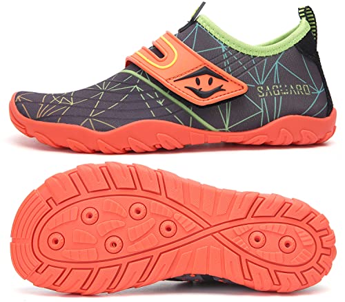 SAGUARO Badeschuhe Kinder Wasserschuhe Schwimmschuhe rutschfest Strandschuhe Aquaschuhe Schnell Trocknend Wassersportschuhe für Jungen Mädchen St.2 Orange, Gr.24 EU von SAGUARO