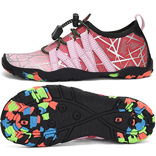 SAGUARO Badeschuhe Kinder Schwimmschuhe rutschfest Wasserschuhe Aquaschuhe Schnell Trocknend Strandschuhe Wassersportschuhe für Jungen Mädchen Stil:3 Pink, Gr.24 EU von SAGUARO