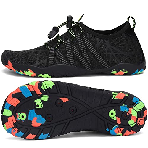 SAGUARO Badeschuhe Kinder Schwimmschuhe rutschfest Wasserschuhe Aquaschuhe Schnell Trocknend Strandschuhe Wassersportschuhe für Jungen Mädchen Stil:3 Schwarz, Gr.24 EU von SAGUARO