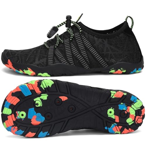 SAGUARO Badeschuhe Kinder Wasserschuhe Schwimmschuhe Jungen Mädchen Aquaschuhe Strandschuhe rutschfest Neoprenschuhe Surfschuhe Atmungsaktiv Wassersportschuhe Tauchschuhe Stil:3 Schwarz, Gr.31 EU von SAGUARO