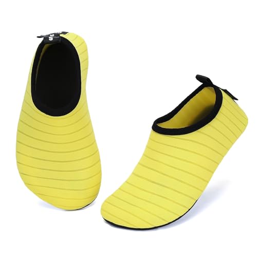 SAGUARO Badeschuhe Kinder Kleinkind Strandschuhe Schwimmschuhe Wasserschuhe Jungen Mädchen Aquaschuhe Barfußschuhe für Strand Schwimmbad(033 Gelb,20/21 EU) von SAGUARO