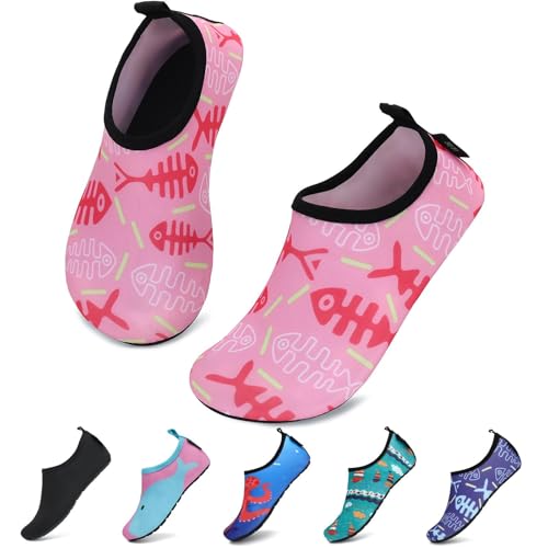 SAGUARO Badeschuhe Kinder Wasserschuhe Kleinkind Schwimmschuhe Strandschuhe Jungen Mädchen Aquaschuhe für Strand Schwimmbad, Flamingo Rosa, 20/21 EU von SAGUARO