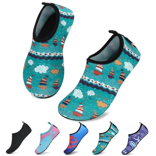 SAGUARO Badeschuhe Kinder Wasserschuhe Kleinkind Schwimmschuhe Strandschuhe Jungen Mädchen Aquaschuhe für Strand Schwimmbad, Mehrfarbig, 26/27 EU von SAGUARO