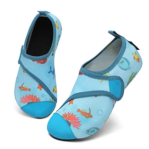 SAGUARO Badeschuhe Kinder Schnelltrocknend Aquaschuhe Mädchen Wasserschuhe Jungen Schwimmschuhe rutschfest Schwimmbad Strand Blau Gr.22/23 EU von SAGUARO