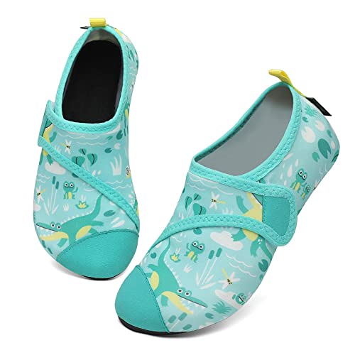 SAGUARO Badeschuhe Kinder Schnelltrocknend Aquaschuhe Mädchen Wasserschuhe Jungen Schwimmschuhe rutschfest Schwimmbad Strand Grün Gr.32/33 EU von SAGUARO