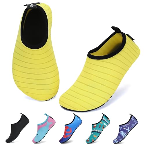 SAGUARO Badeschuhe Kinder Wasserschuhe Kleinkind Schwimmschuhe Strandschuhe Jungen Mädchen Aquaschuhe für Strand Schwimmbad, Gelb, 22/23 EU von SAGUARO
