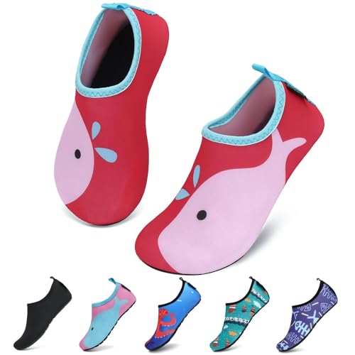 SAGUARO Badeschuhe Kinder Wasserschuhe Kleinkind Schwimmschuhe Strandschuhe Jungen Mädchen Aquaschuhe für Strand Schwimmbad, Rot, 20/21 EU von SAGUARO