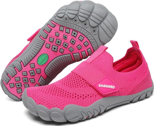 SAGUARO Badeschuhe Kinder Wasserschuhe Schwimmschuhe rutschfest Strandschuhe Aquaschuhe Atmungsaktiv Wassersportschuhe für Jungen Mädchen Tiefes Rosa, Gr.35 EU von SAGUARO