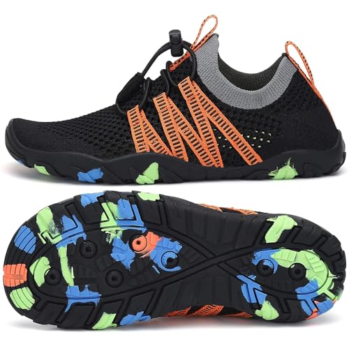 SAGUARO Badeschuhe Kinder Wasserschuhe Schwimmschuhe rutschfest Strandschuhe Aquaschuhe Schnell Trocknend Wassersportschuhe für Jungen Mädchen Schwarz, Gr.27 EU von SAGUARO