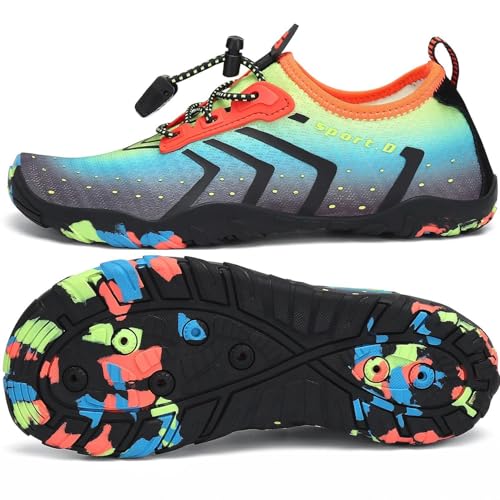 SAGUARO Badeschuhe Kinder Wasserschuhe Schwimmschuhe Jungen Mädchen Aquaschuhe Strandschuhe rutschfest Neoprenschuhe Surfschuhe Atmungsaktiv Wassersportschuhe Tauchschuhe St.1 Blau A, Gr.31 EU von SAGUARO