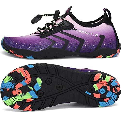 SAGUARO Badeschuhe Kinder Wasserschuhe Schwimmschuhe rutschfest Strandschuhe Aquaschuhe Schnell Trocknend Wassersportschuhe für Jungen Mädchen St.1 Lila, Gr.27 EU von SAGUARO