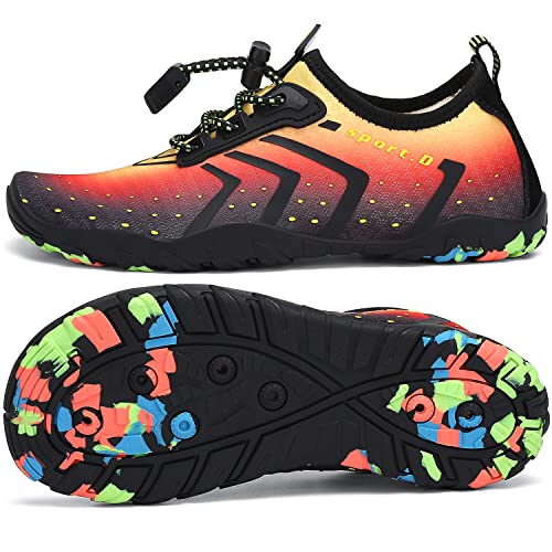 SAGUARO Badeschuhe Kinder Schwimmschuhe rutschfest Wasserschuhe Aquaschuhe Schnell Trocknend Strandschuhe Wassersportschuhe für Jungen Mädchen St.1 Rot 25 von SAGUARO